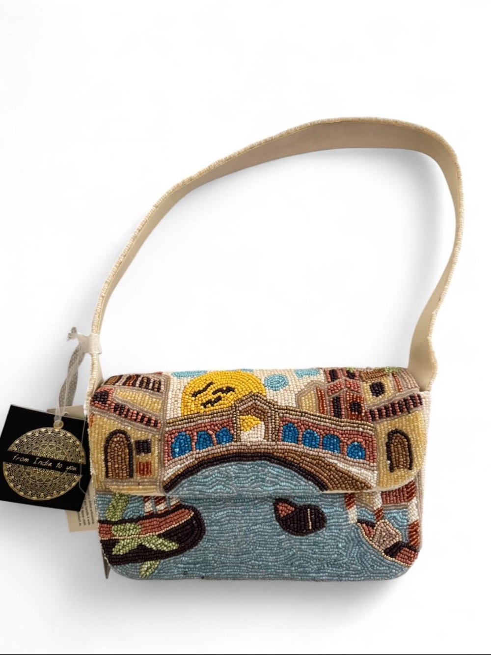 Made in India Beaded Venetian Bridge Shoulder Bag